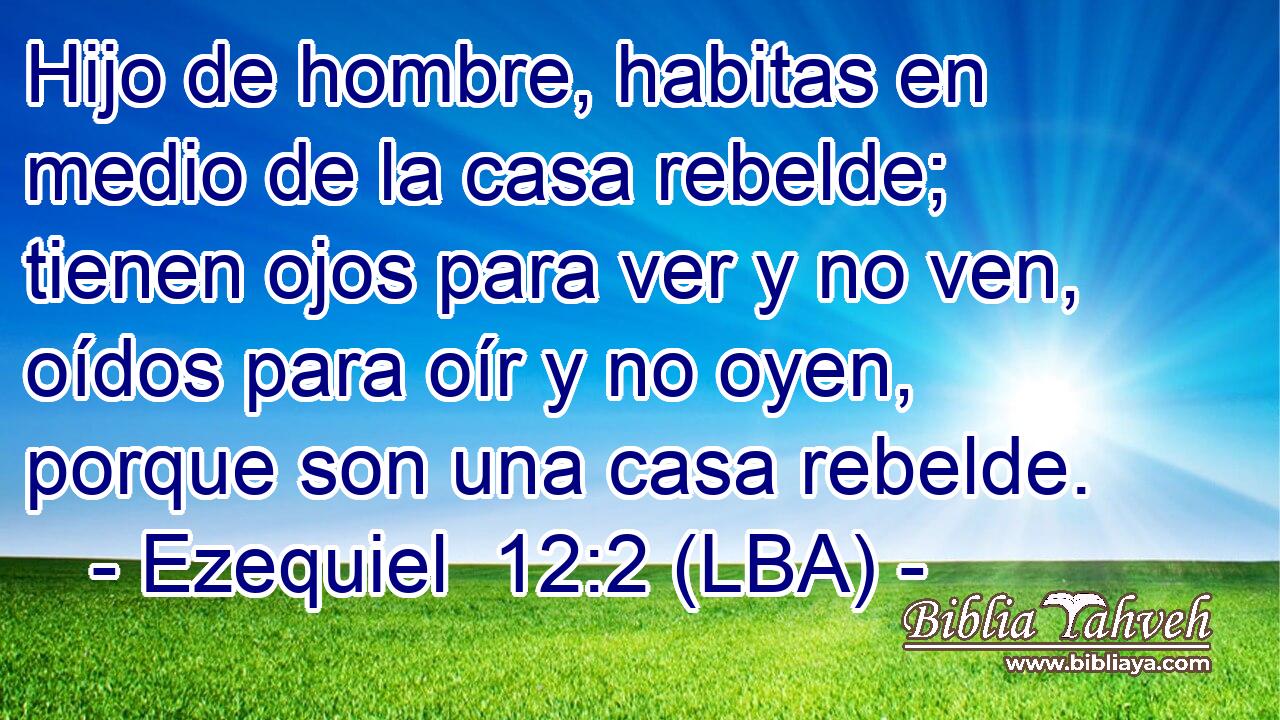 Hijo de hombre, habitas en medio de la casa rebelde; tienen ojos para ver y no ven, oídos para oír y no oyen, porque son una casa rebelde.