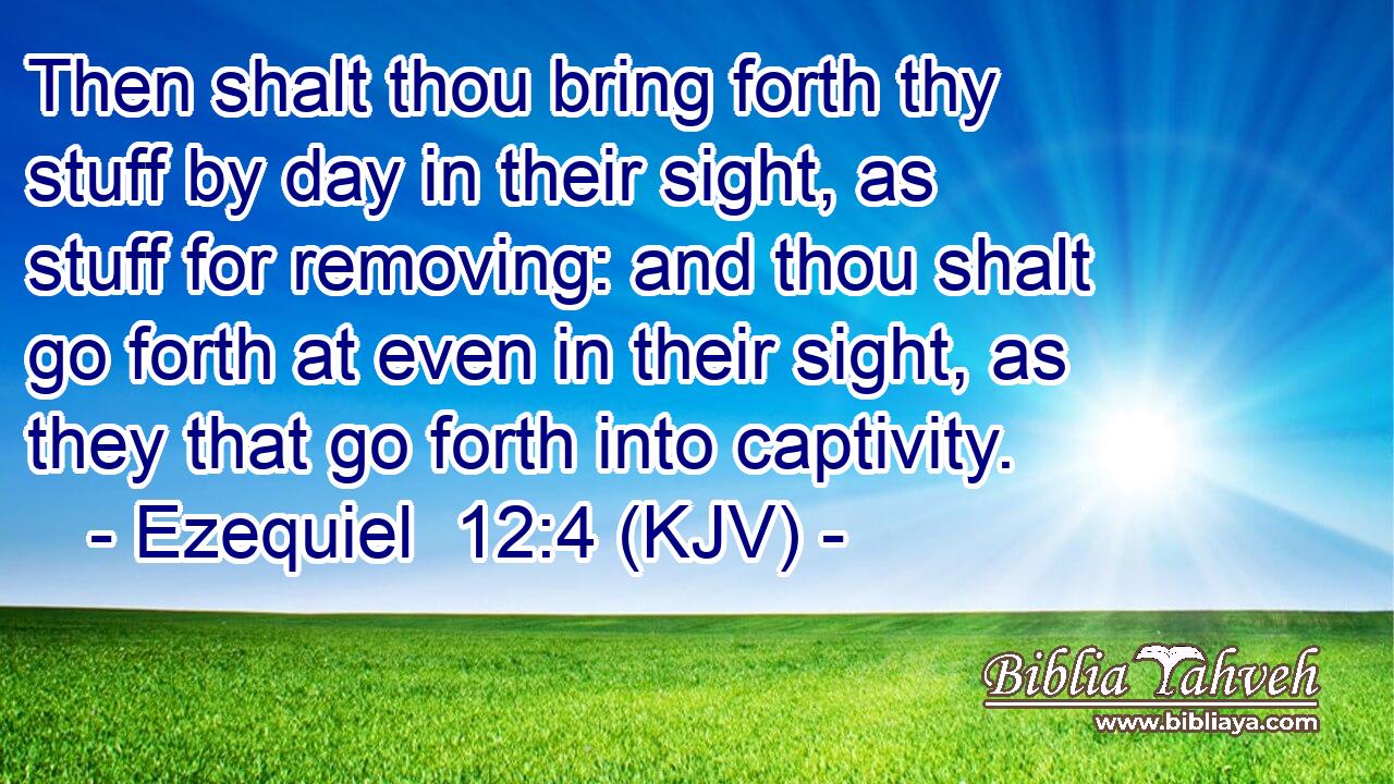Then shalt thou bring forth thy stuff by day in their sight, as stuff for removing: and thou shalt go forth at even in their sight, as they that go forth into captivity.