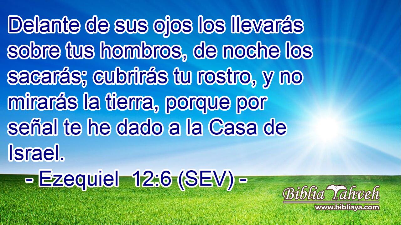 Delante de sus ojos los llevarás sobre tus hombros, de noche los sacarás; cubrirás tu rostro, y no mirarás la tierra, porque por señal te he dado a la Casa de Israel.