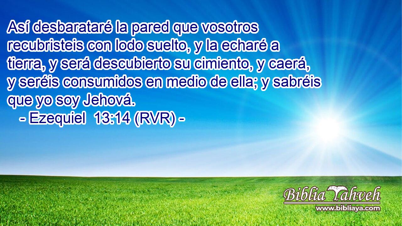 Así desbarataré la pared que vosotros recubristeis con lodo suelto, y la echaré a tierra, y será descubierto su cimiento, y caerá, y seréis consumidos en medio de ella; y sabréis que yo soy Jehová.