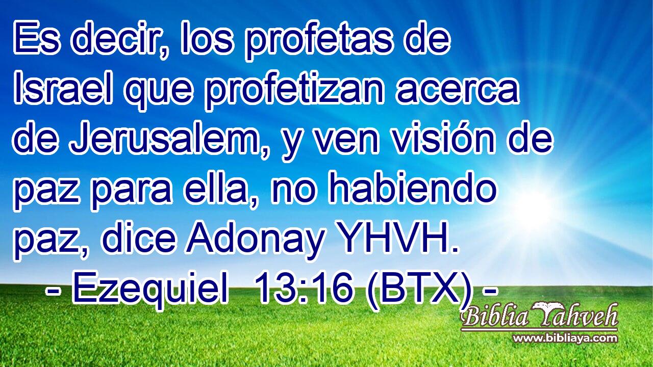 Es decir, los profetas de Israel que profetizan acerca de Jerusalem, y ven visión de paz para ella, no habiendo paz, dice Adonay YHVH.