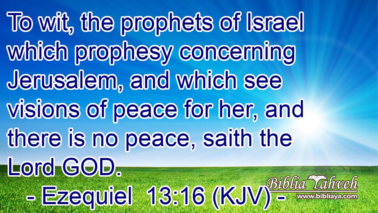 To wit, the prophets of Israel which prophesy concerning Jerusalem, and which see visions of peace for her, and there is no peace, saith the Lord GOD.