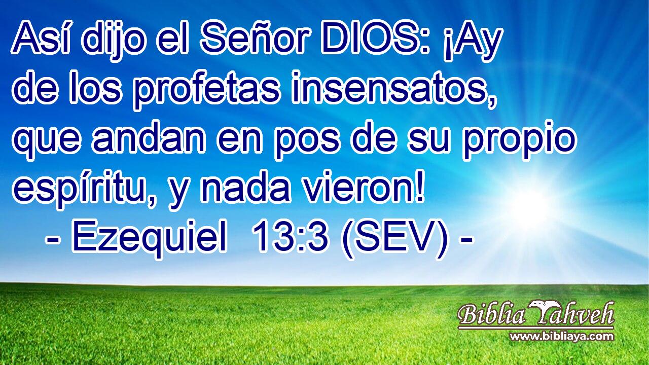 Así dijo el Señor DIOS: ¡Ay de los profetas insensatos, que andan en pos de su propio espíritu, y nada vieron!