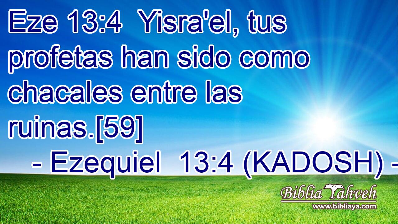  Yisra'el, tus profetas han sido como chacales entre las ruinas.[59] 