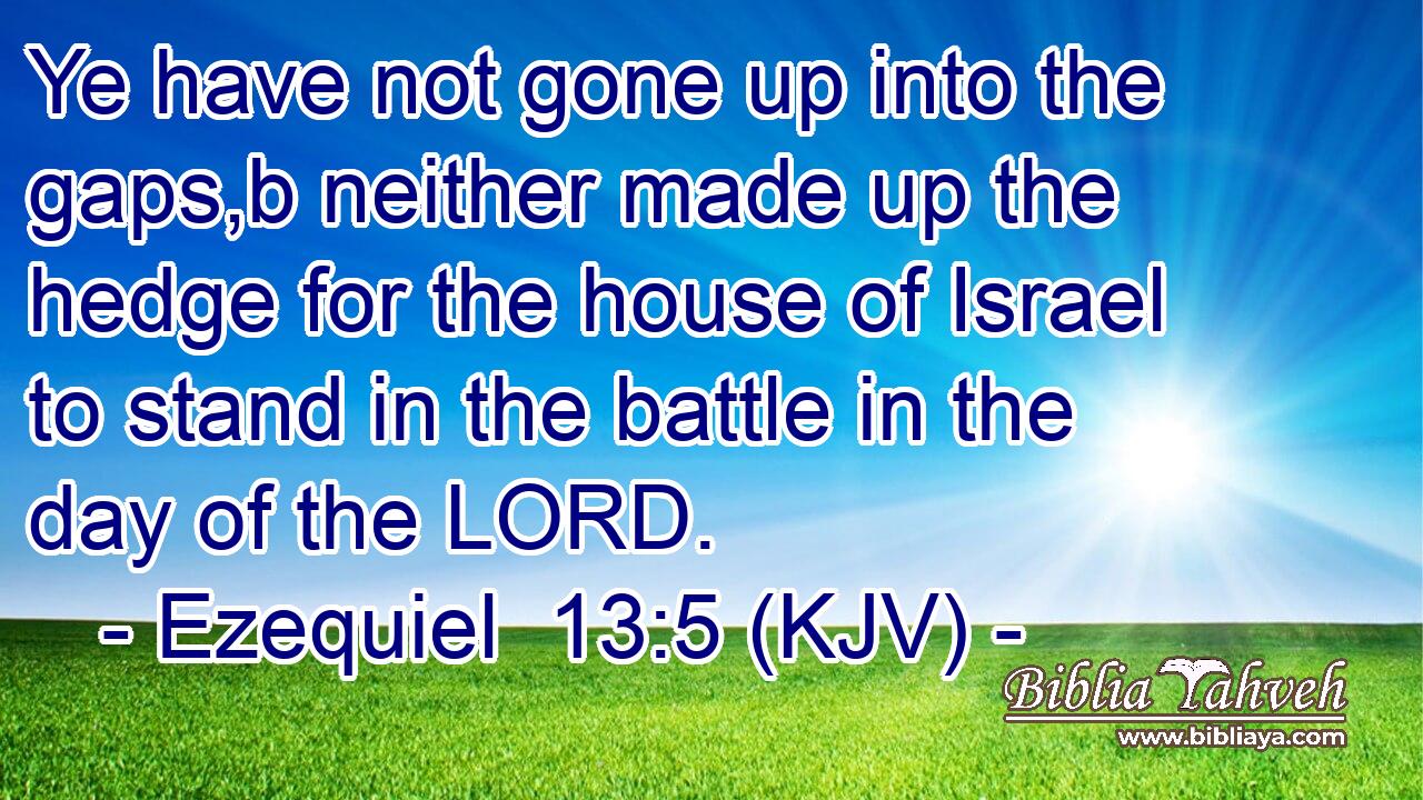Ye have not gone up into the gaps,b neither made up the hedge for the house of Israel to stand in the battle in the day of the LORD.