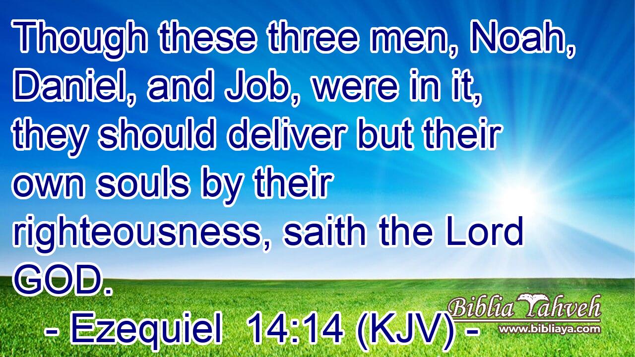 Though these three men, Noah, Daniel, and Job, were in it, they should deliver but their own souls by their righteousness, saith the Lord GOD.