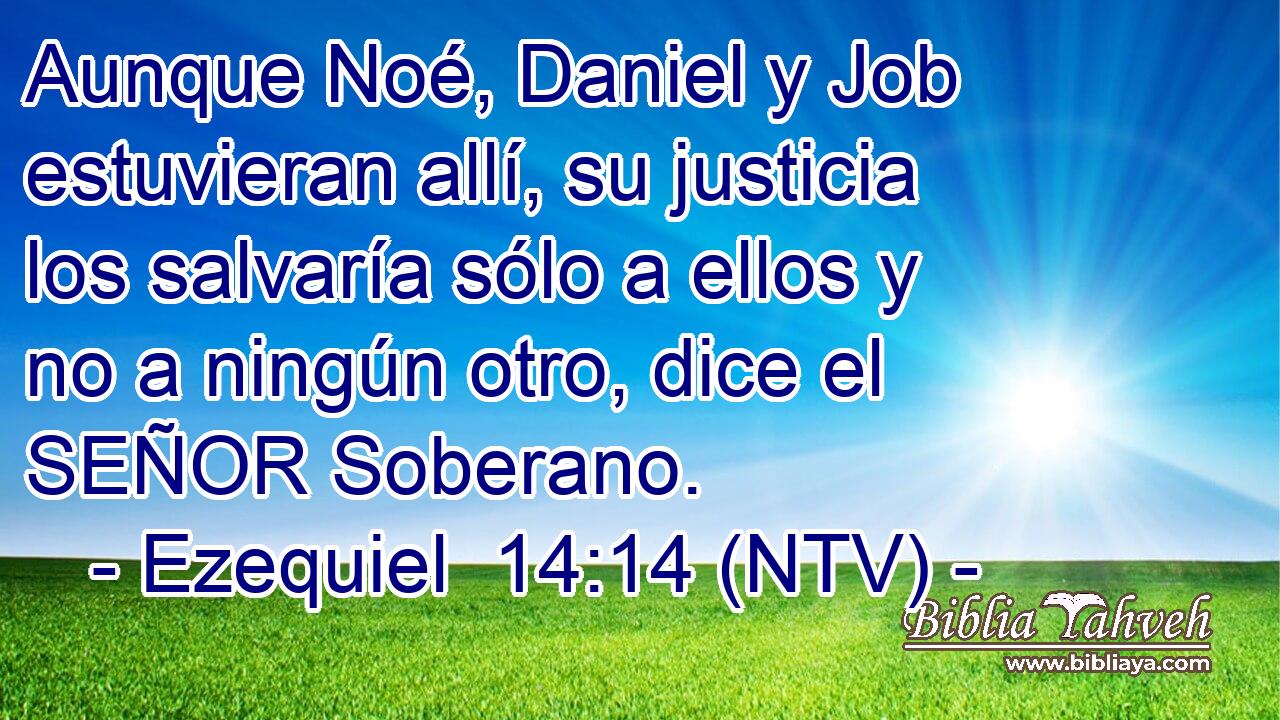 Aunque Noé, Daniel y Job estuvieran allí, su justicia los salvaría sólo a ellos y no a ningún otro, dice el SEÑOR Soberano.