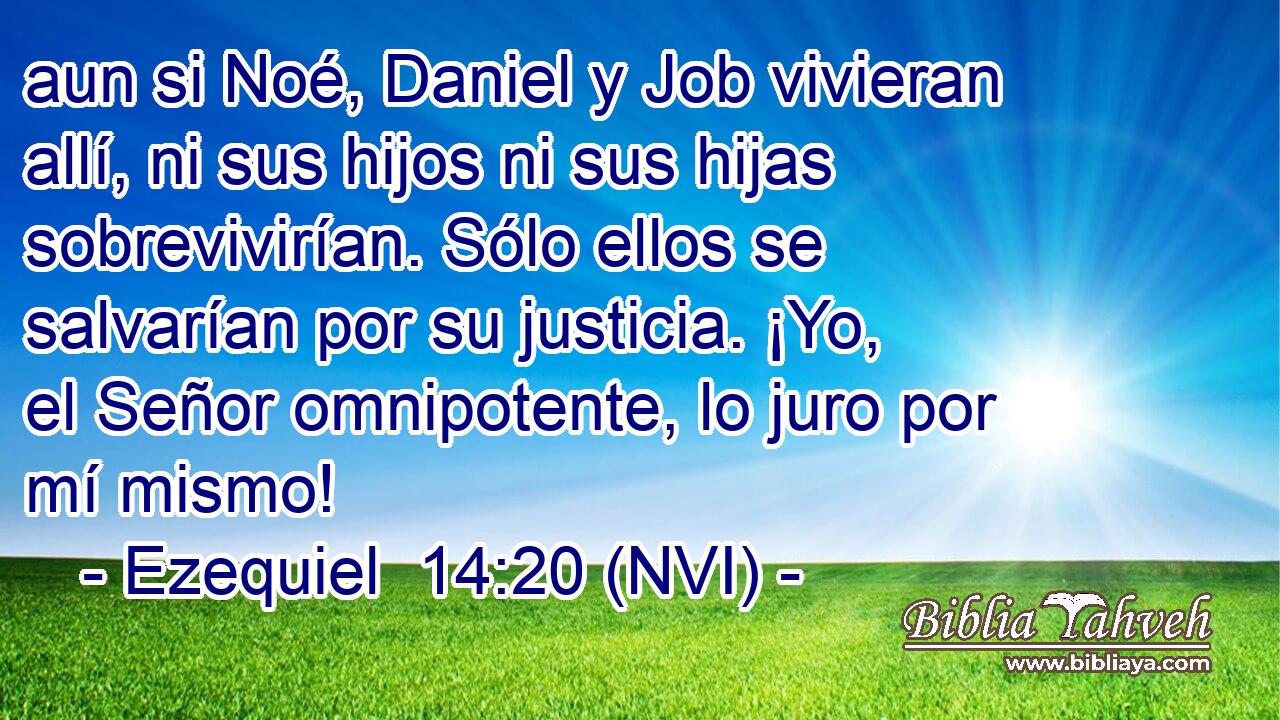  aun si Noé, Daniel y Job vivieran allí, ni sus hijos ni sus hijas sobrevivirían. Sólo ellos se salvarían por su justicia. ¡Yo, el Señor omnipotente, lo juro por mí mismo! 