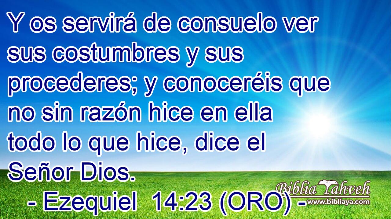  Y os servirá de consuelo ver sus costumbres y sus procederes; y conoceréis que no sin razón hice en ella todo lo que hice, dice el Señor Dios. 