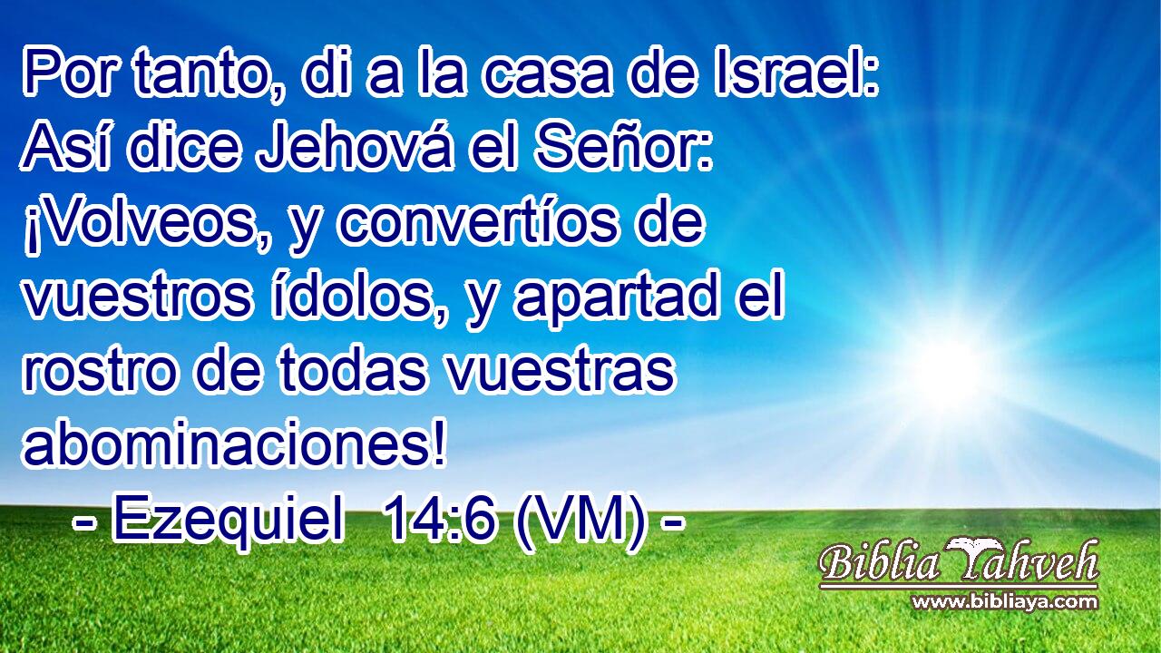  Por tanto, di a la casa de Israel: Así dice Jehová el Señor: ¡Volveos, y convertíos de vuestros ídolos, y apartad el rostro de todas vuestras abominaciones! 
