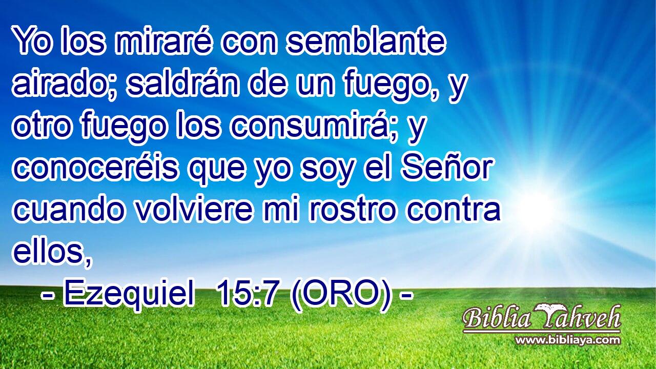 Yo los miraré con semblante airado; saldrán de un fuego, y otro fuego los consumirá; y conoceréis que yo soy el Señor cuando volviere mi rostro contra ellos, 