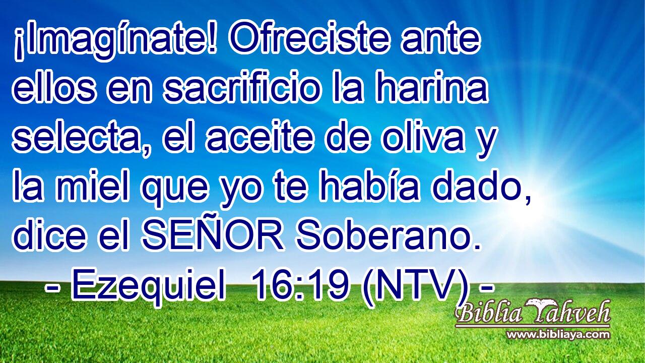 ¡Imagínate! Ofreciste ante ellos en sacrificio la harina selecta, el aceite de oliva y la miel que yo te había dado, dice el SEÑOR Soberano.
