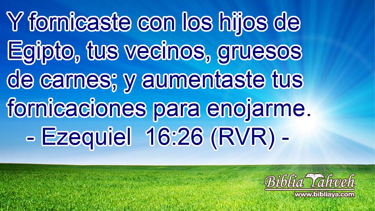 Y fornicaste con los hijos de Egipto, tus vecinos, gruesos de carnes; y aumentaste tus fornicaciones para enojarme.