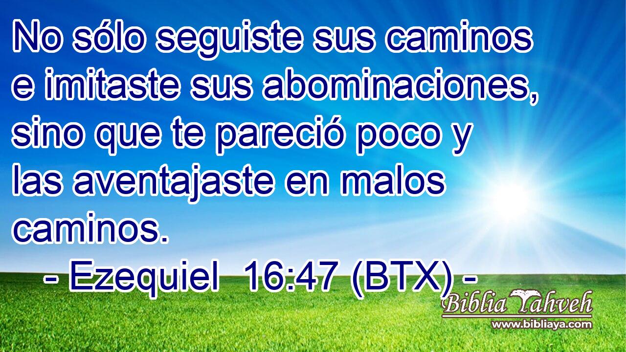 No sólo seguiste sus caminos e imitaste sus abominaciones, sino que te pareció poco y las aventajaste en malos caminos.