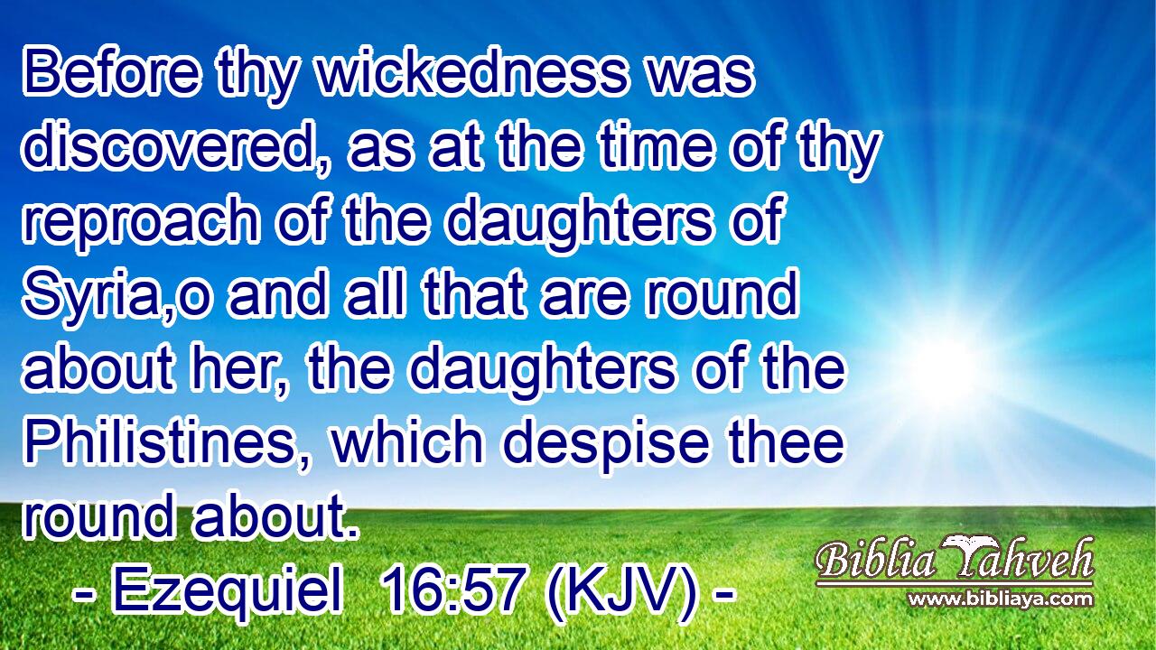 Before thy wickedness was discovered, as at the time of thy reproach of the daughters of Syria,o and all that are round about her, the daughters of the Philistines, which despise thee round about.