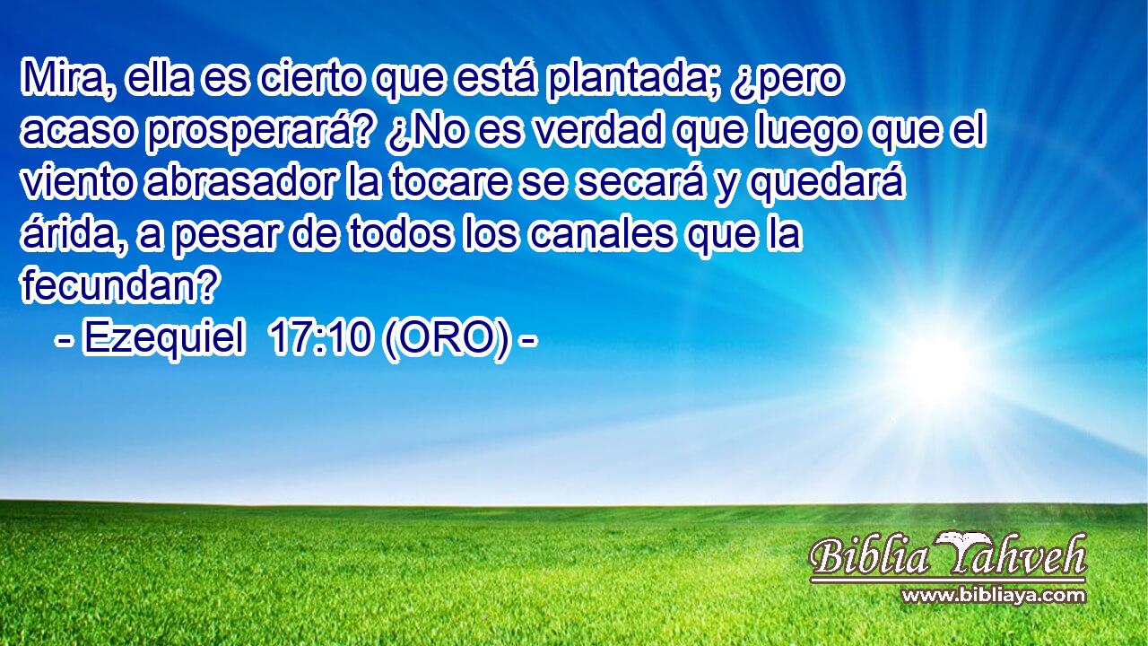  Mira, ella es cierto que está plantada; ¿pero acaso prosperará? ¿No es verdad que luego que el viento abrasador la tocare se secará y quedará árida, a pesar de todos los canales que la fecundan? 