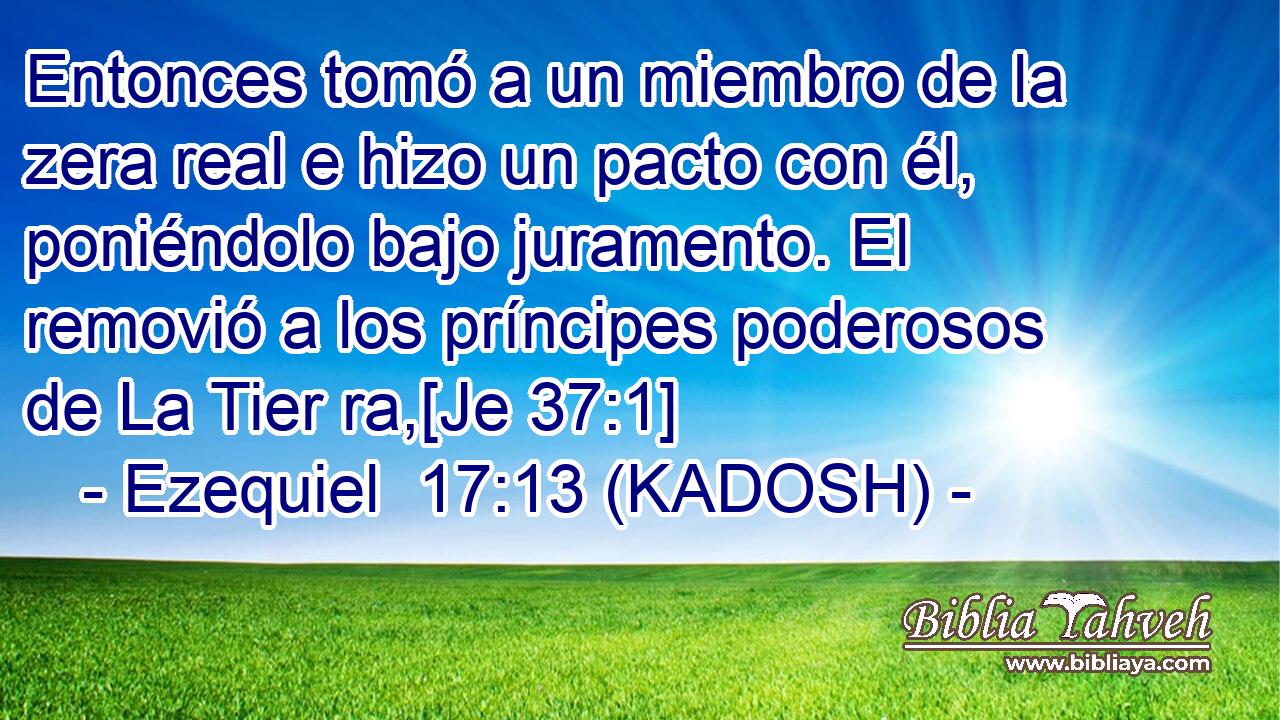  Entonces tomó a un miembro de la zera real e hizo un pacto con él, poniéndolo bajo juramento. El removió a los príncipes poderosos de La Tier ra,[Je 37:1] 