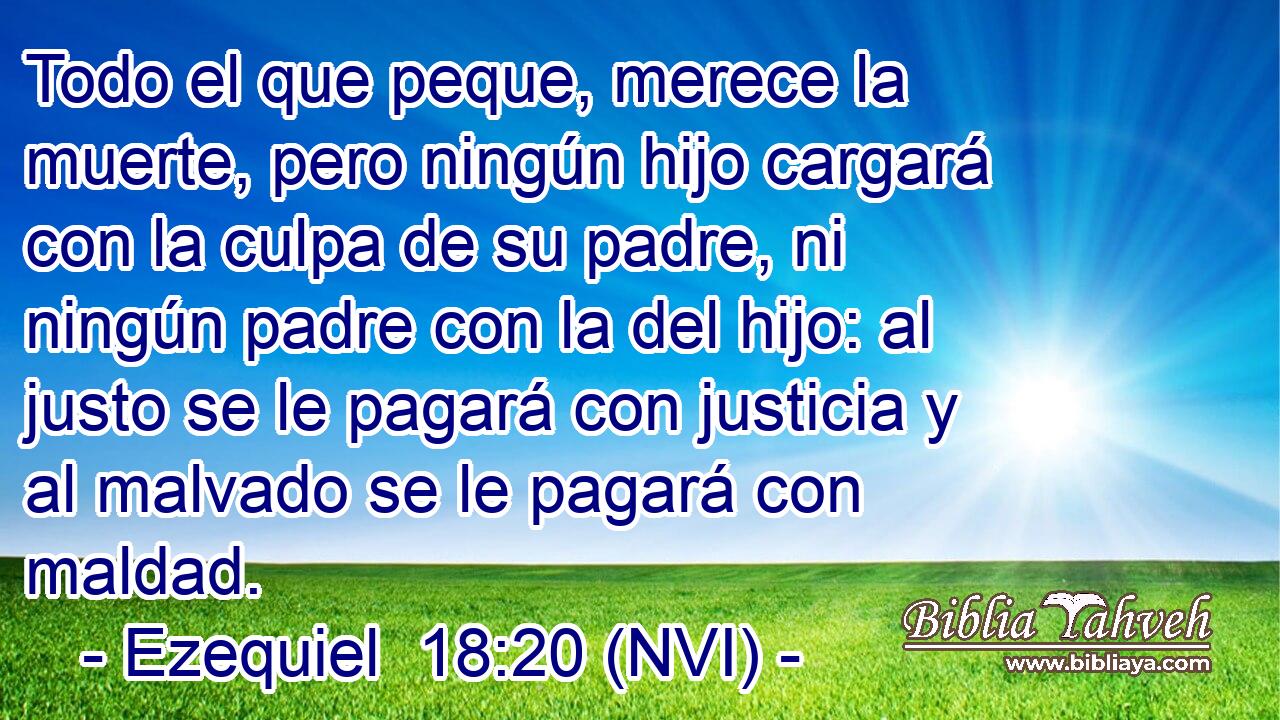  Todo el que peque, merece la muerte, pero ningún hijo cargará con la culpa de su padre, ni ningún padre con la del hijo: al justo se le pagará con justicia y al malvado se le pagará con maldad. 