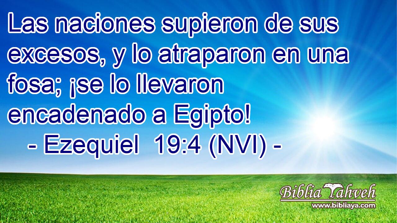  Las naciones supieron de sus excesos, y lo atraparon en una fosa; ¡se lo llevaron encadenado a Egipto! 