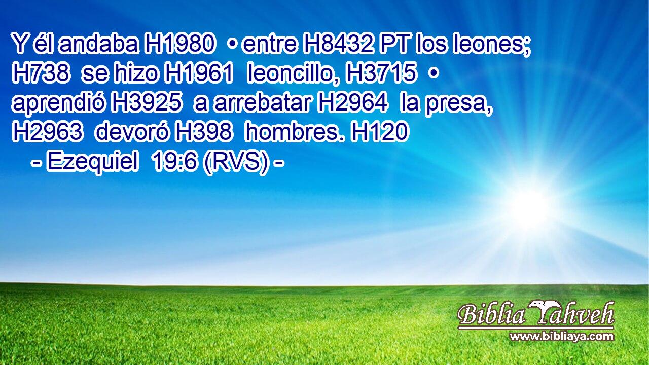 Y él andaba H1980  • entre H8432 PT los leones; H738  se hizo H1961  leoncillo, H3715  • aprendió H3925  a arrebatar H2964  la presa, H2963  devoró H398  hombres. H120  