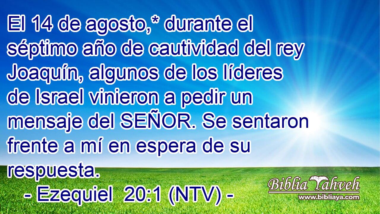 El 14 de agosto,* durante el séptimo año de cautividad del rey Joaquín, algunos de los líderes de Israel vinieron a pedir un mensaje del SEÑOR. Se sentaron frente a mí en espera de su respuesta.