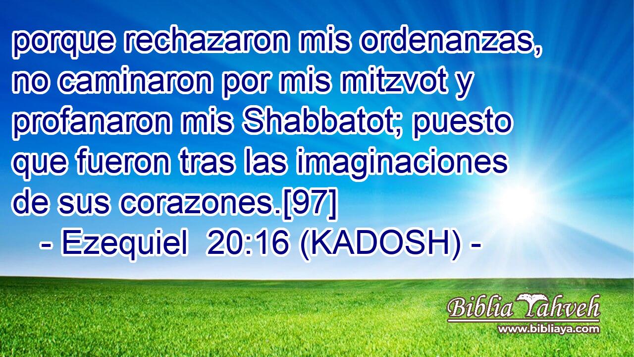  porque rechazaron mis ordenanzas, no caminaron por mis mitzvot y profanaron mis Shabbatot; puesto que fueron tras las imaginaciones de sus corazones.[97] 