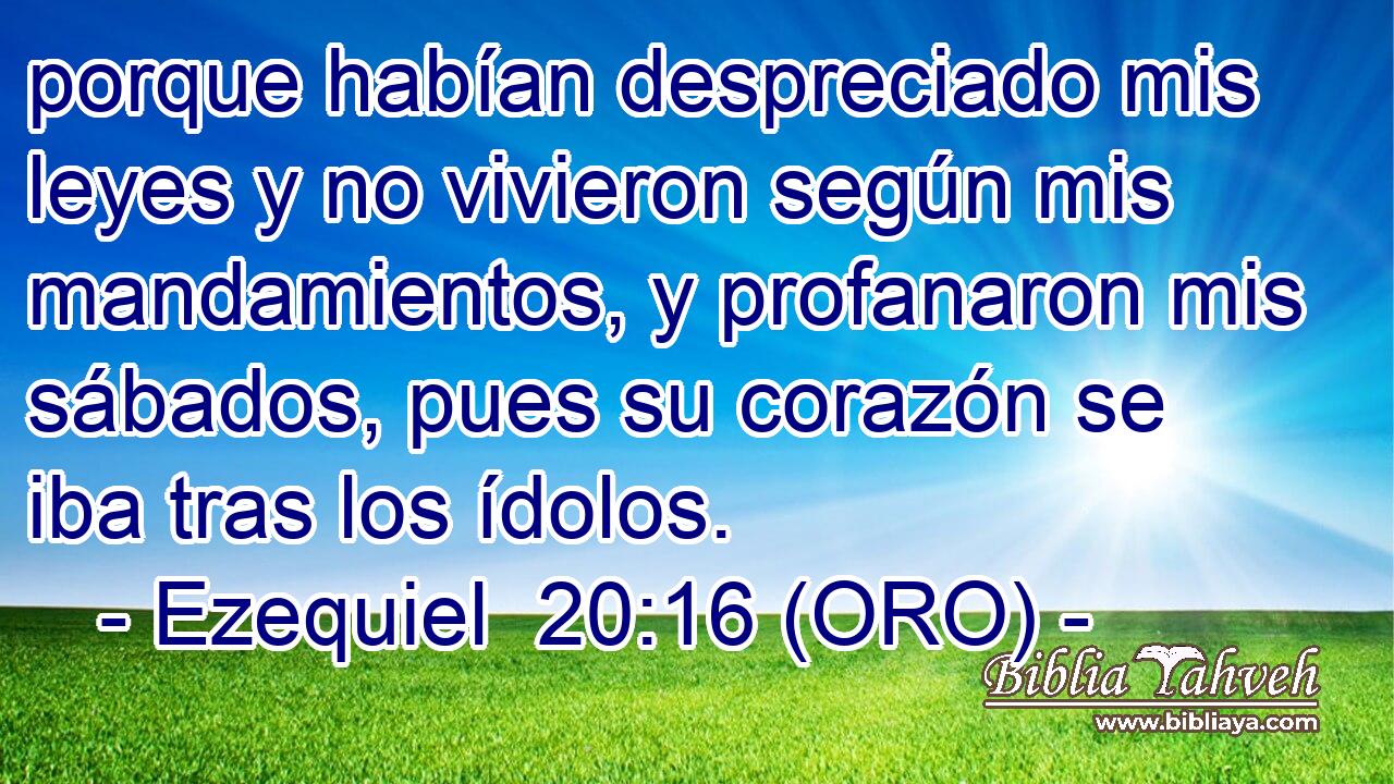  porque habían despreciado mis leyes y no vivieron según mis mandamientos, y profanaron mis sábados, pues su corazón se iba tras los ídolos. 