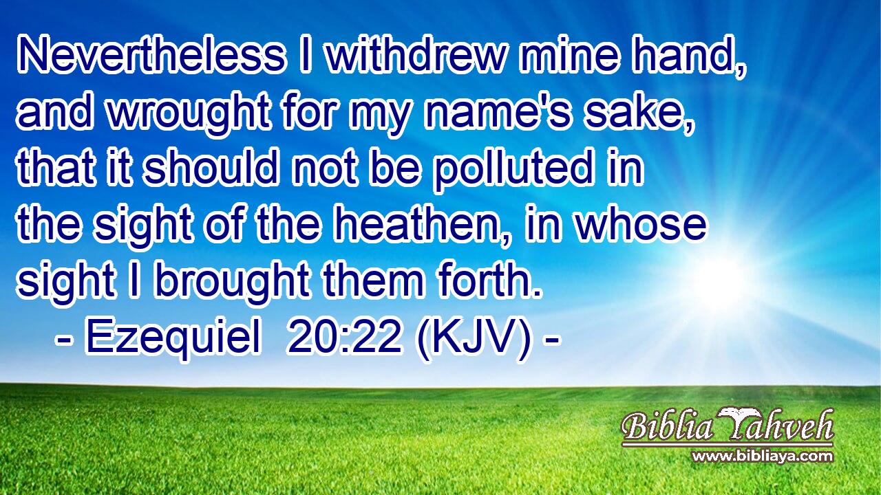 Nevertheless I withdrew mine hand, and wrought for my name's sake, that it should not be polluted in the sight of the heathen, in whose sight I brought them forth.