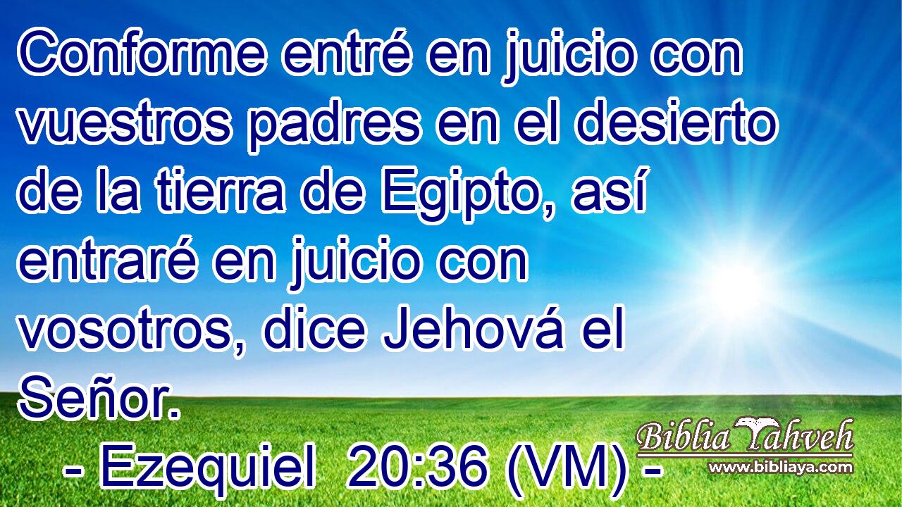  Conforme entré en juicio con vuestros padres en el desierto de la tierra de Egipto, así entraré en juicio con vosotros, dice Jehová el Señor. 