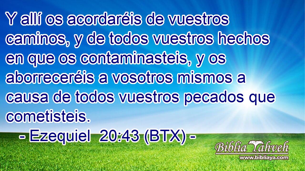 Y allí os acordaréis de vuestros caminos, y de todos vuestros hechos en que os contaminasteis, y os aborreceréis a vosotros mismos a causa de todos vuestros pecados que cometisteis.