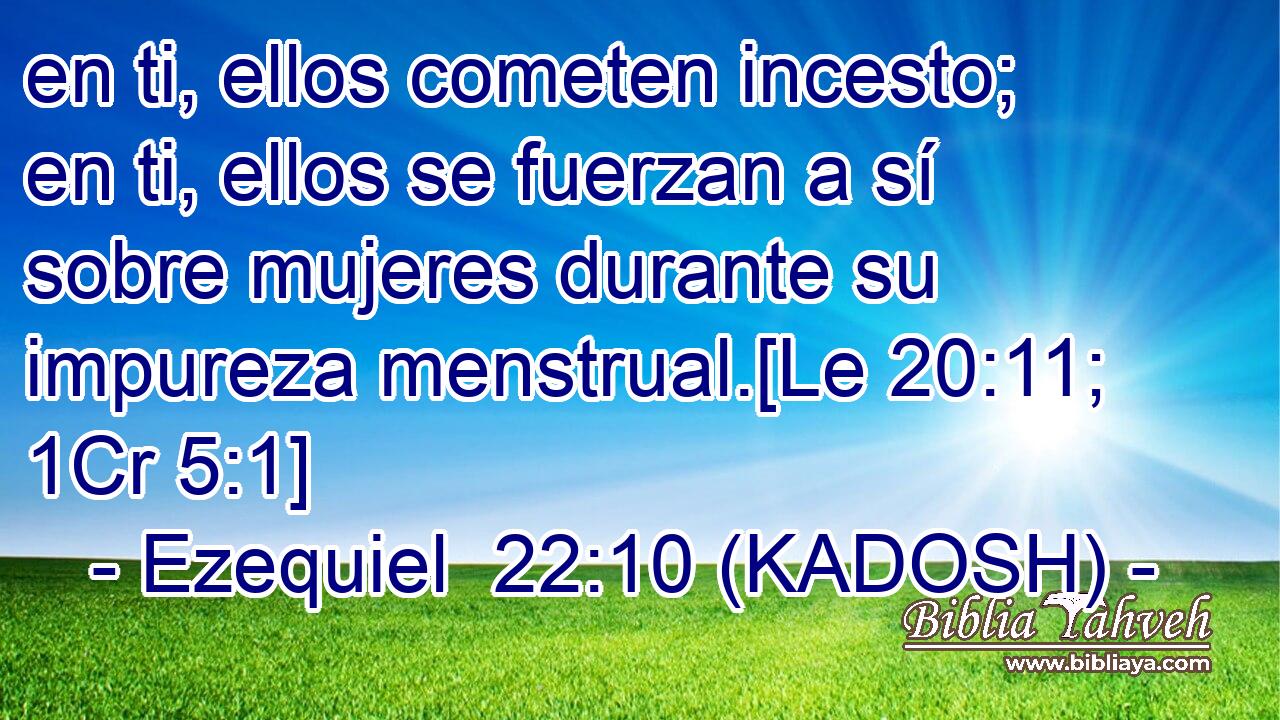  en ti, ellos cometen incesto; en ti, ellos se fuerzan a sí sobre mujeres durante su impureza menstrual.[Le 20:11; 1Cr 5:1] 
