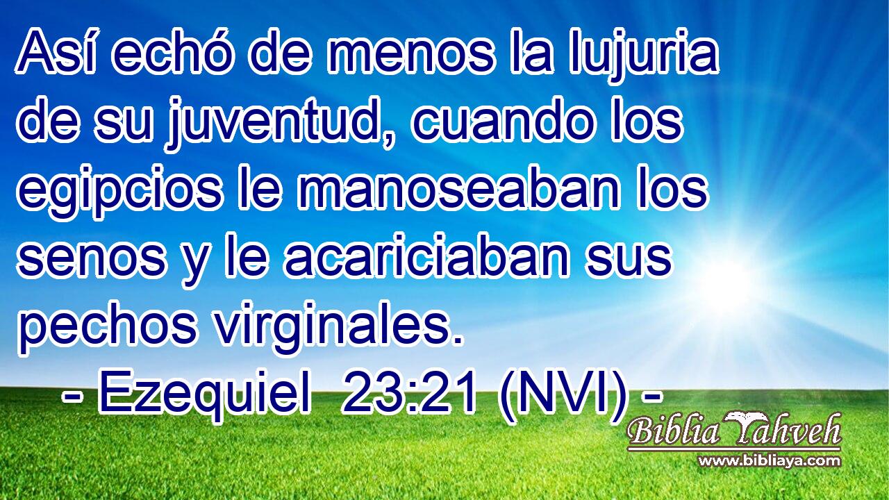  Así echó de menos la lujuria de su juventud, cuando los egipcios le manoseaban los senos y le acariciaban sus pechos virginales. 