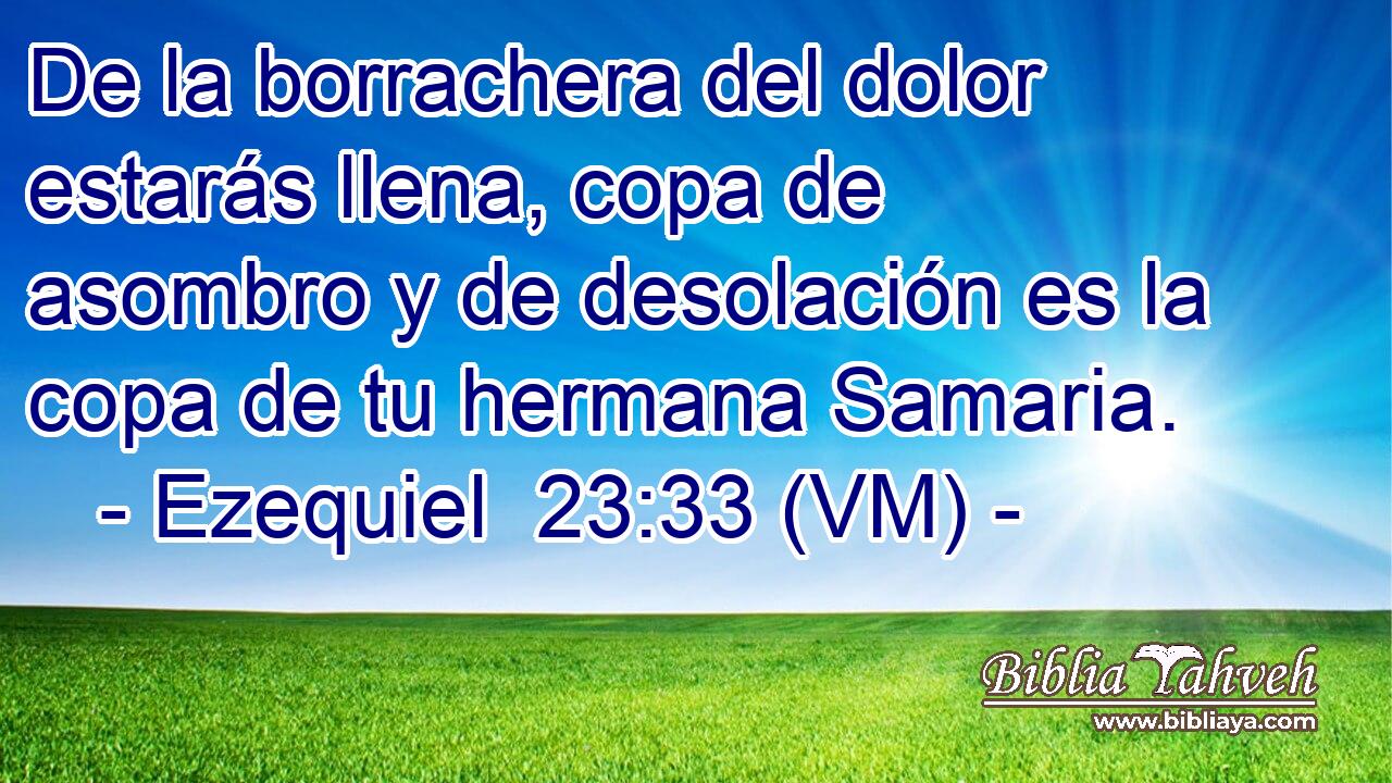  De la borrachera del dolor estarás llena, copa de asombro y de desolación es la copa de tu hermana Samaria. 