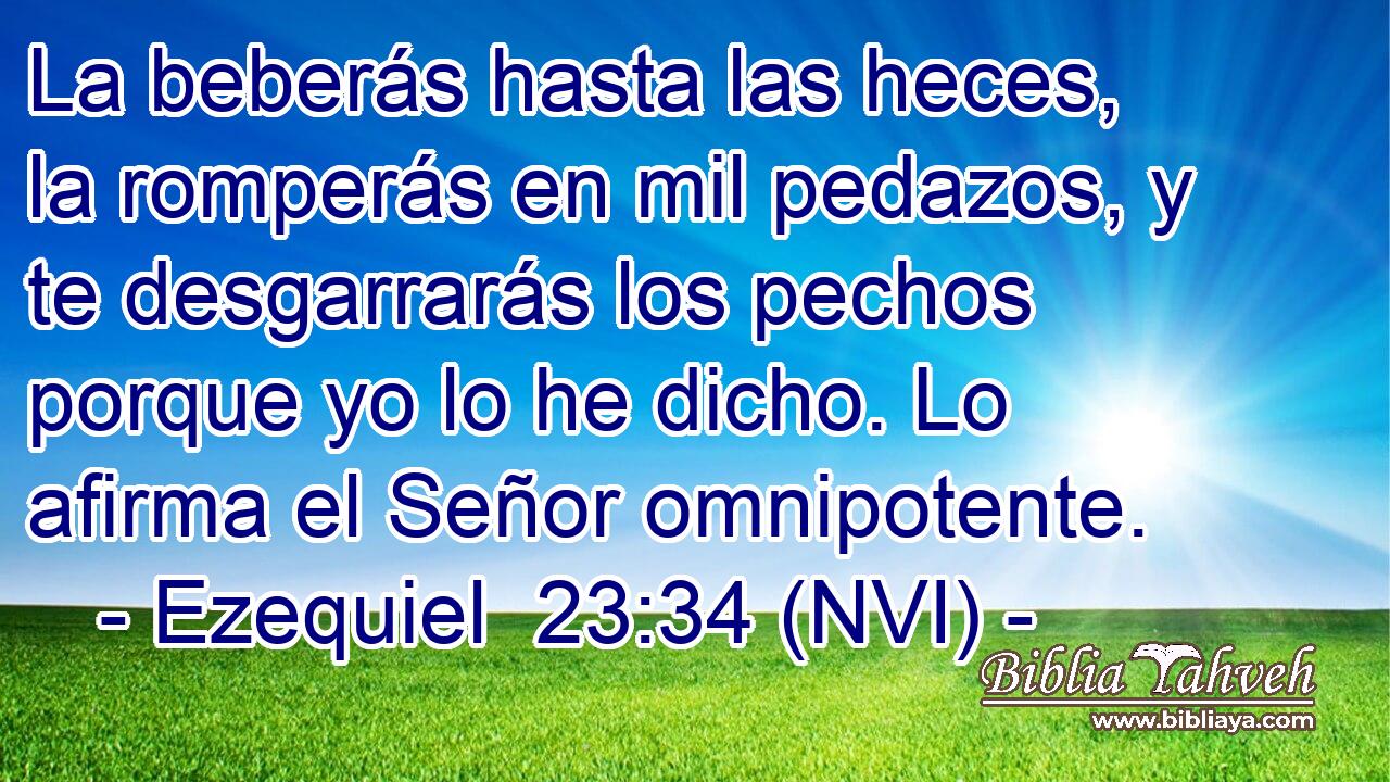  La beberás hasta las heces, la romperás en mil pedazos, y te desgarrarás los pechos porque yo lo he dicho. Lo afirma el Señor omnipotente. 