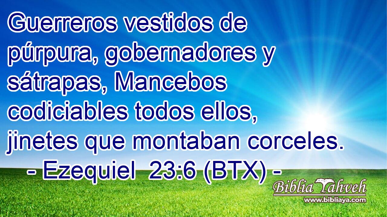 Guerreros vestidos de púrpura, gobernadores y sátrapas, Mancebos codiciables todos ellos, jinetes que montaban corceles.
