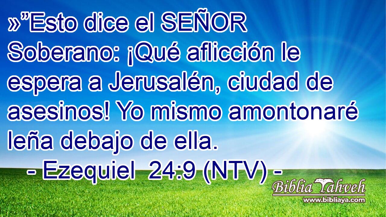 »”Esto dice el SEÑOR Soberano: ¡Qué aflicción le espera a Jerusalén, ciudad de asesinos! Yo mismo amontonaré leña debajo de ella.
