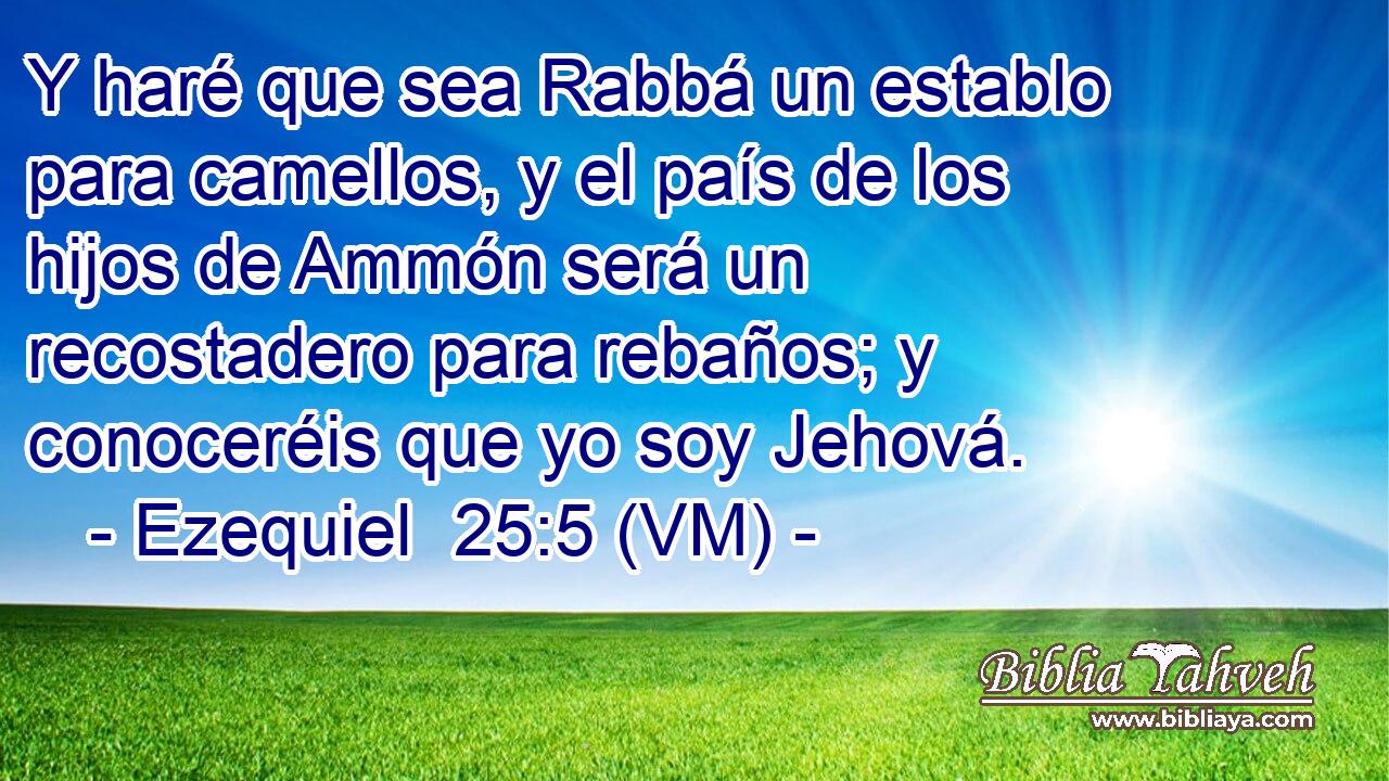  Y haré que sea Rabbá un establo para camellos, y el país de los hijos de Ammón será un recostadero para rebaños; y conoceréis que yo soy Jehová. 
