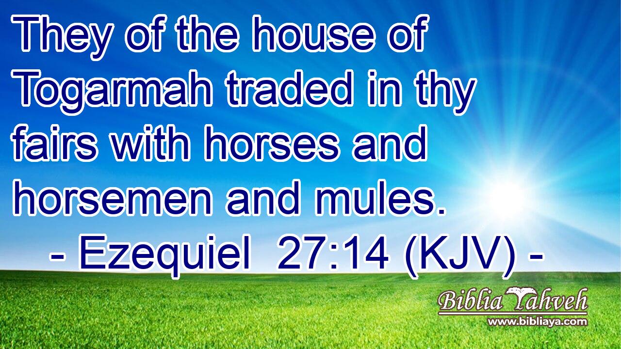 They of the house of Togarmah traded in thy fairs with horses and horsemen and mules.