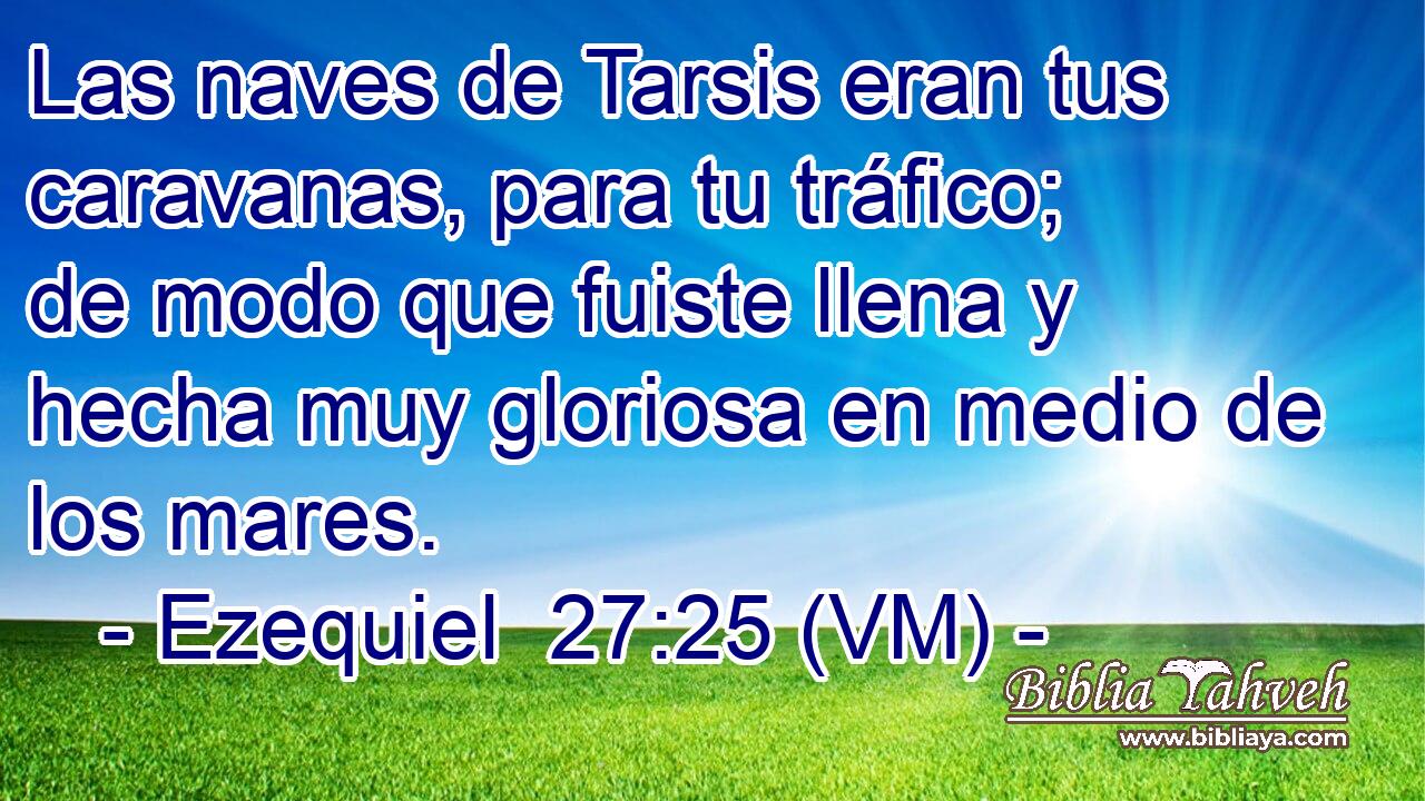  Las naves de Tarsis eran tus caravanas, para tu tráfico; de modo que fuiste llena y hecha muy gloriosa en medio de los mares. 