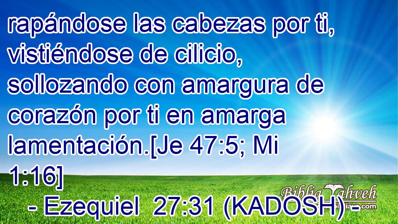  rapándose las cabezas por ti, vistiéndose de cilicio, sollozando con amargura de corazón por ti en amarga lamentación.[Je 47:5; Mi 1:16] 
