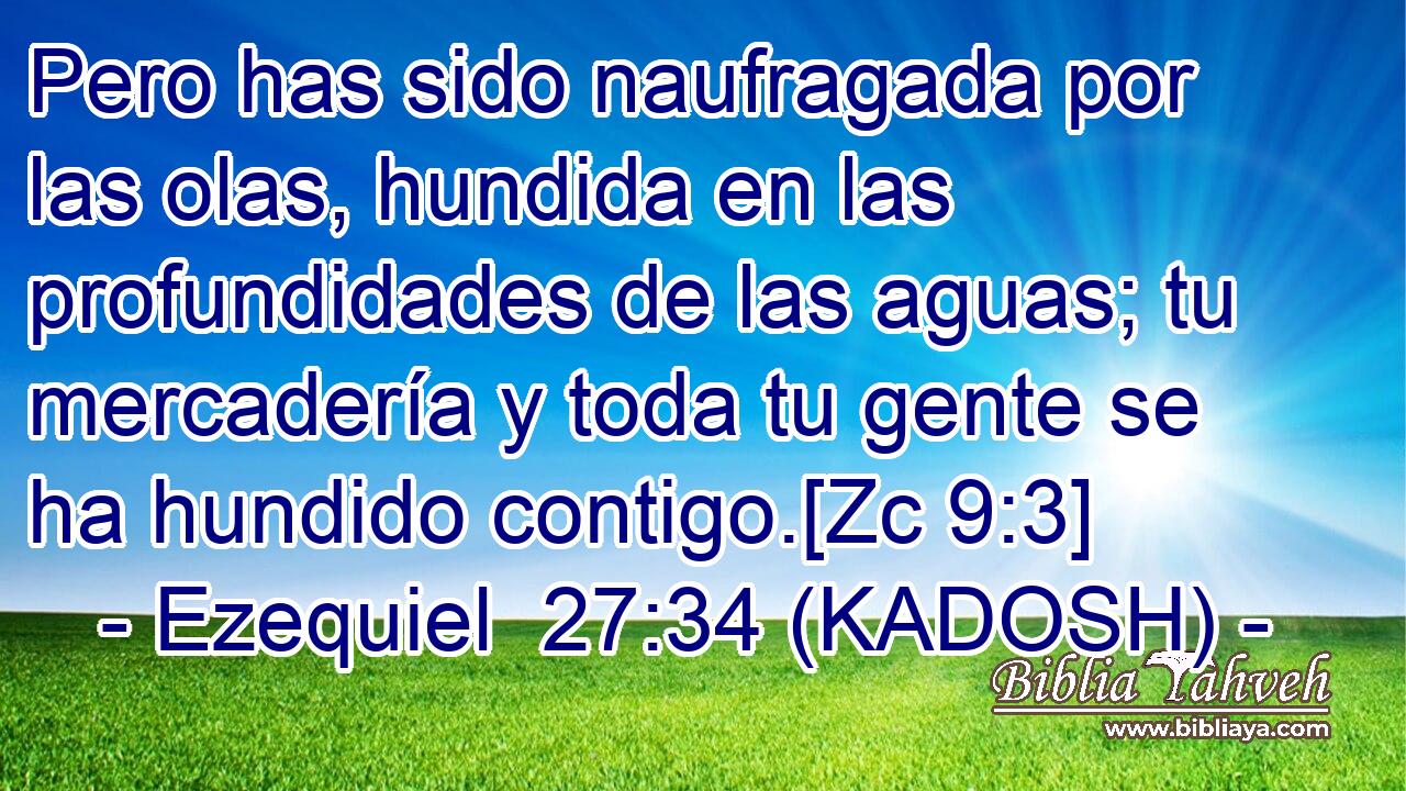  Pero has sido naufragada por las olas, hundida en las profundidades de las aguas; tu mercadería y toda tu gente se ha hundido contigo.[Zc 9:3] 