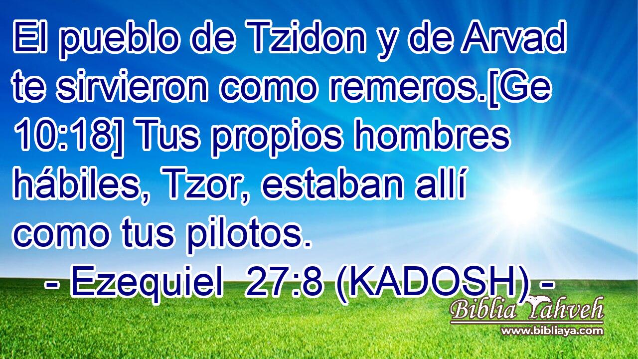  El pueblo de Tzidon y de Arvad te sirvieron como remeros.[Ge 10:18] Tus propios hombres hábiles, Tzor, estaban allí como tus pilotos. 