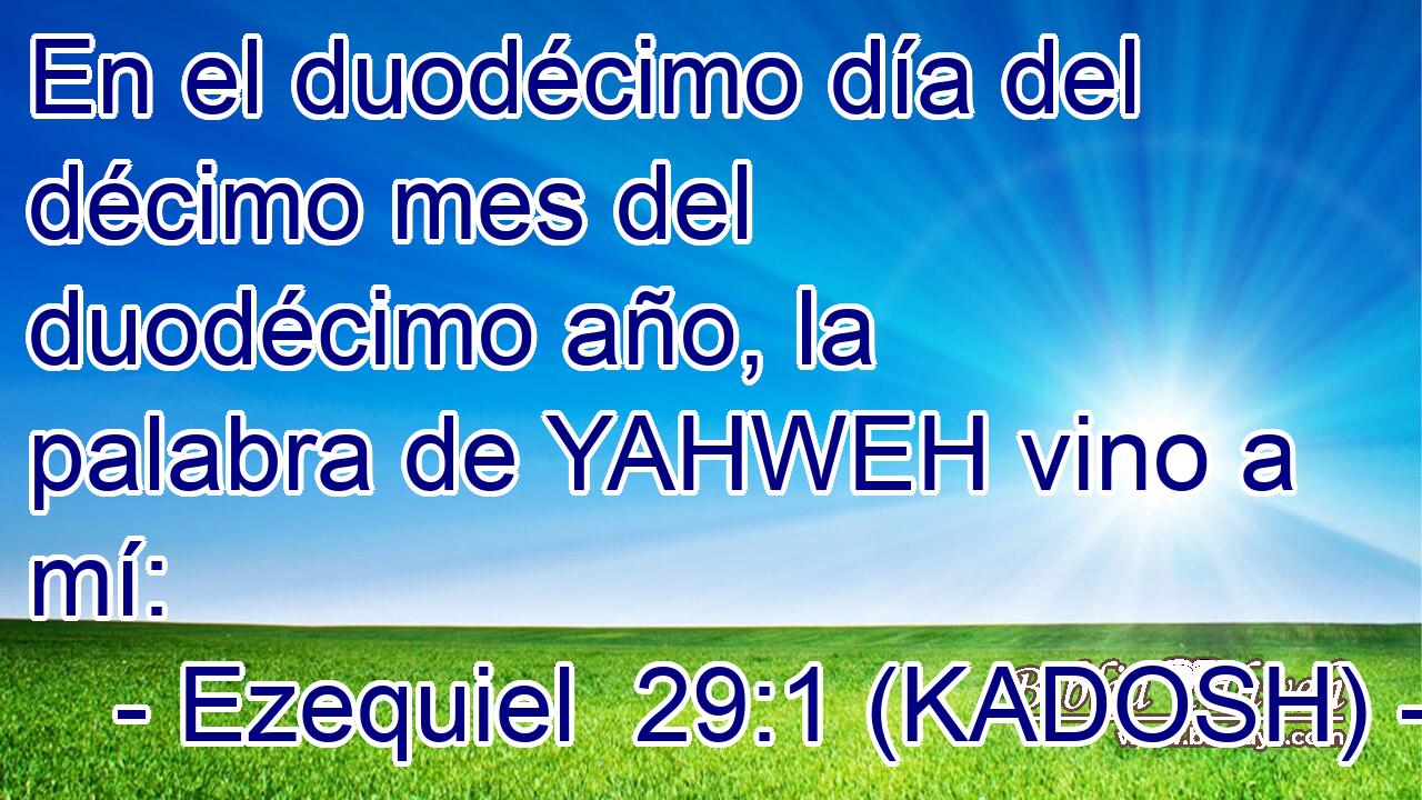  En el duodécimo día del décimo mes del duodécimo año, la palabra de YAHWEH vino a mí: 