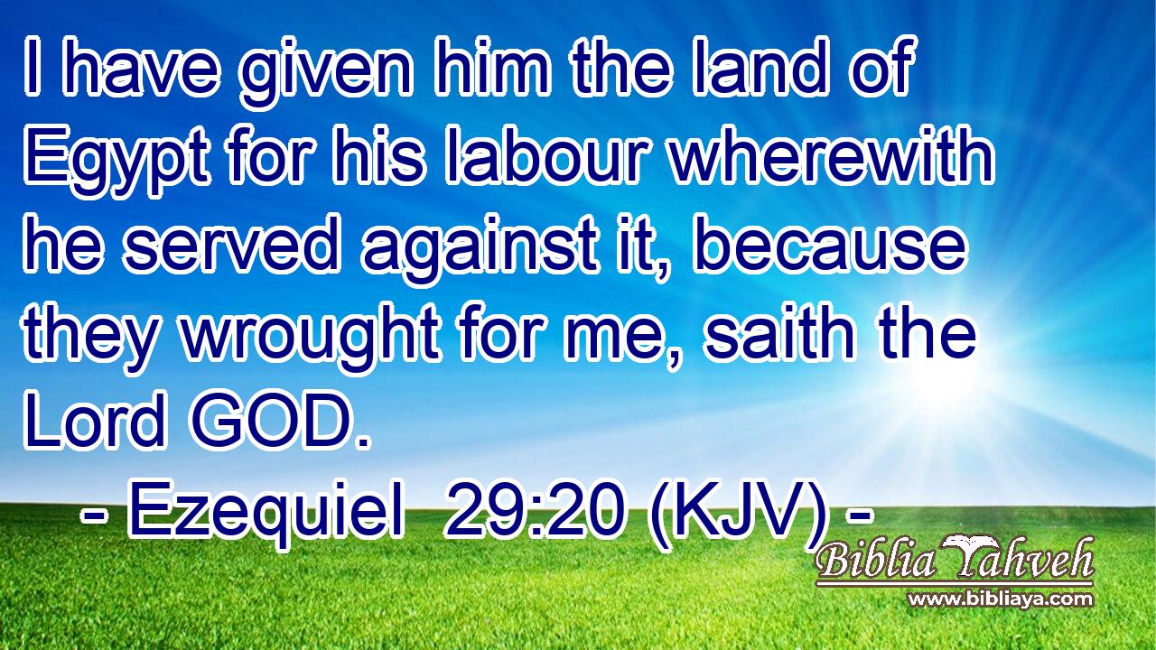 I have given him the land of Egypt for his labour wherewith he served against it, because they wrought for me, saith the Lord GOD.