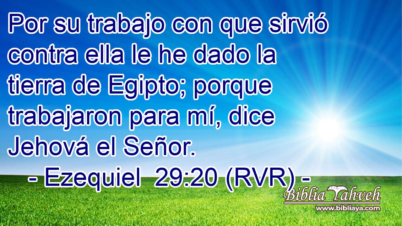 Por su trabajo con que sirvió contra ella le he dado la tierra de Egipto; porque trabajaron para mí, dice Jehová el Señor.