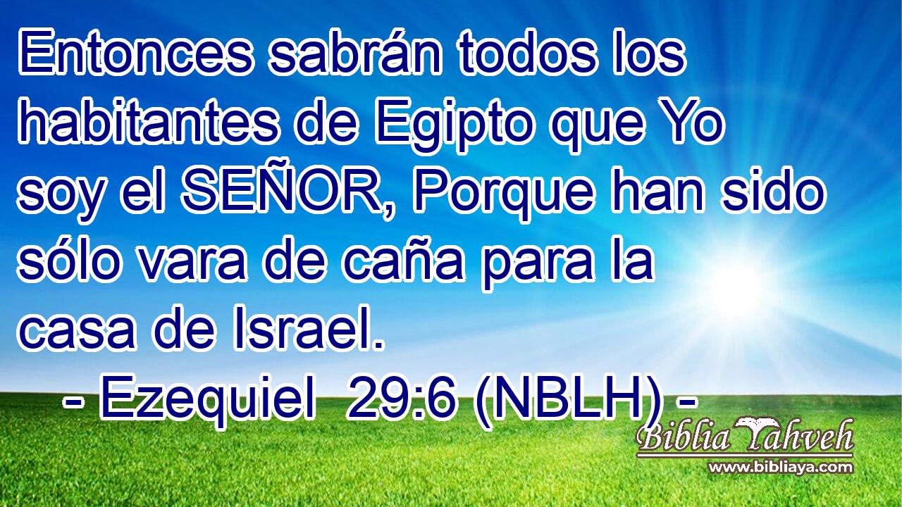  Entonces sabrán todos los habitantes de Egipto que Yo soy el SEÑOR, Porque han sido sólo vara de caña para la casa de Israel. 