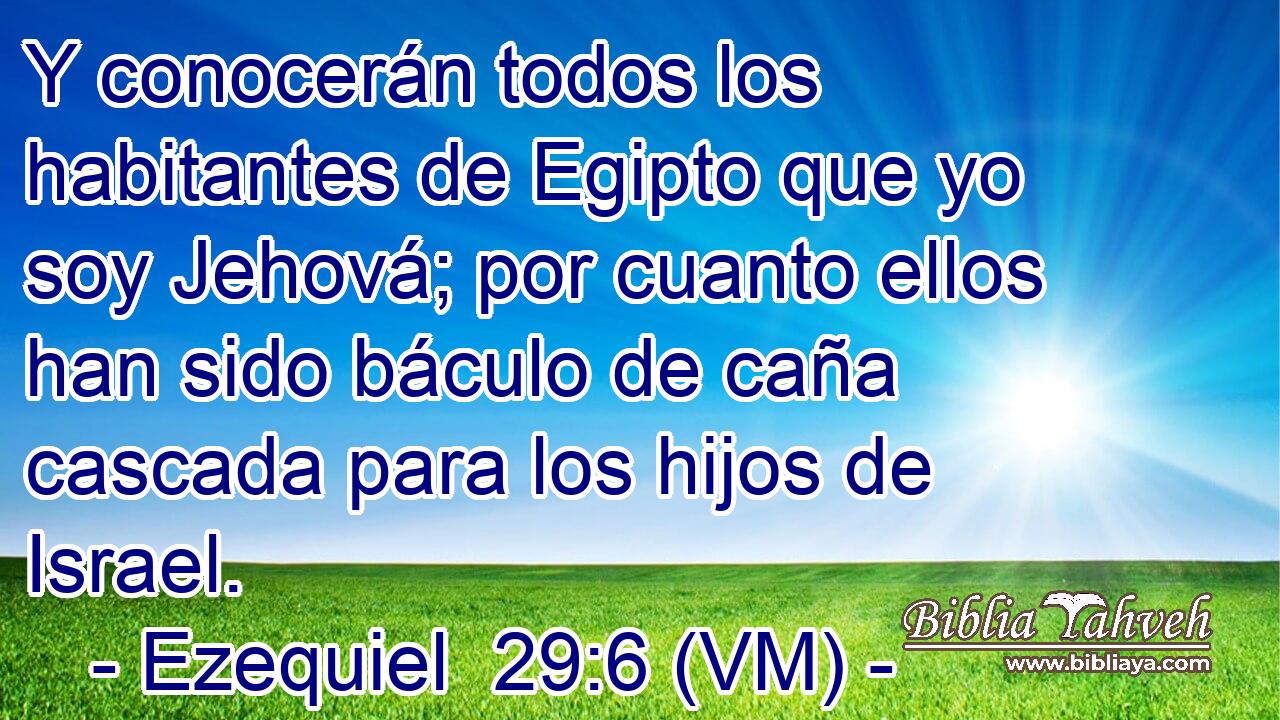  Y conocerán todos los habitantes de Egipto que yo soy Jehová; por cuanto ellos han sido báculo de caña cascada para los hijos de Israel. 