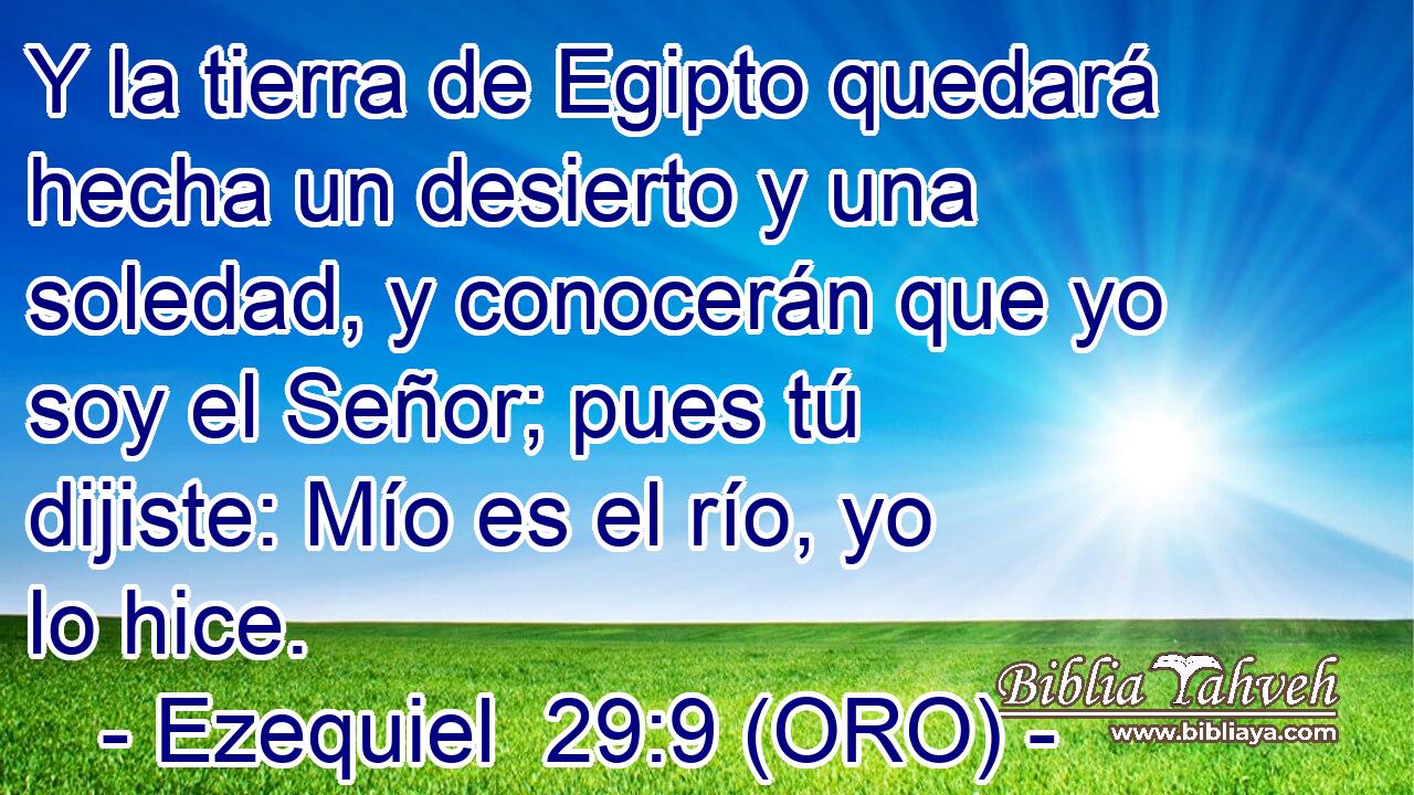  Y la tierra de Egipto quedará hecha un desierto y una soledad, y conocerán que yo soy el Señor; pues tú dijiste: Mío es el río, yo lo hice. 