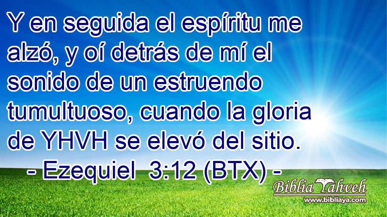Y en seguida el espíritu me alzó, y oí detrás de mí el sonido de un estruendo tumultuoso, cuando la gloria de YHVH se elevó del sitio.
