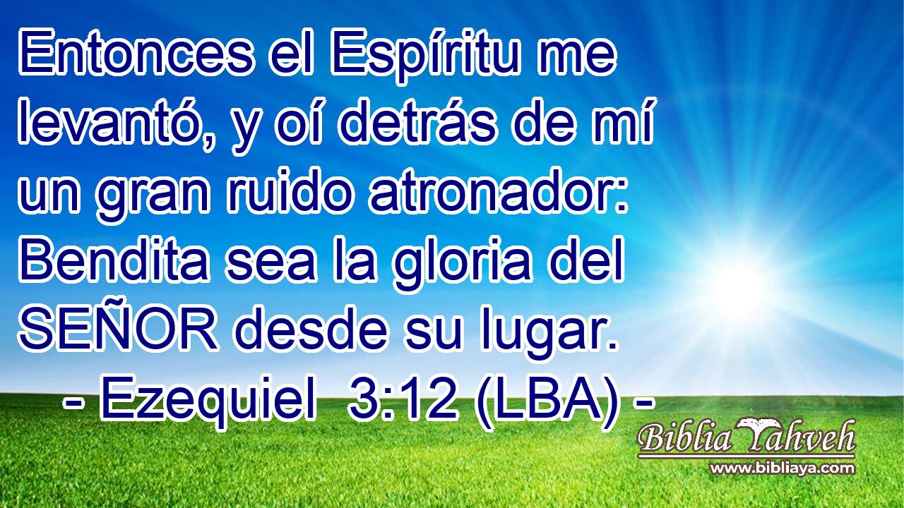 Entonces el Espíritu me levantó, y oí detrás de mí un gran ruido atronador: Bendita sea la gloria del SEÑOR desde su lugar.